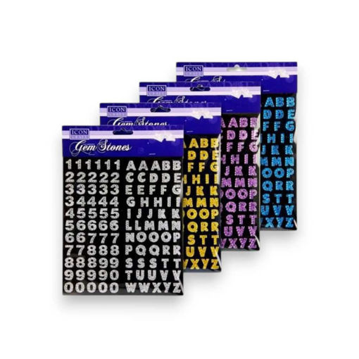 Picture of ICON CRAFT GEM STONES NUMBERS & LETTERS - 111 PIECES